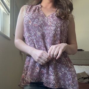 SALE White House Black Market Purple Floral Blouse